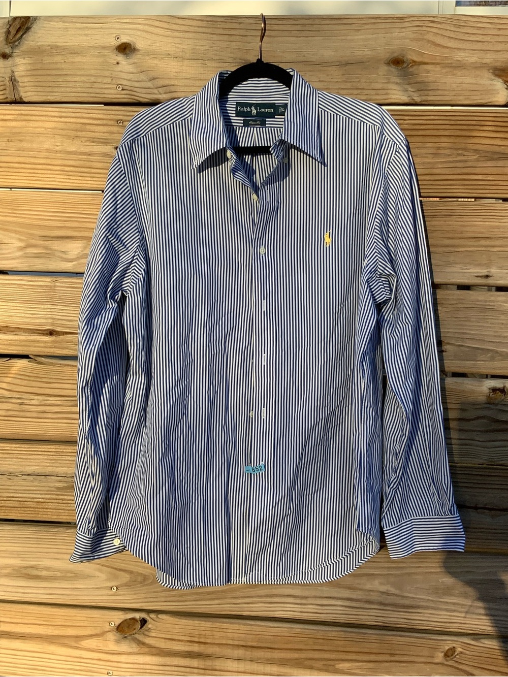 Ralph Lauren Navy & White Pinstripe Cotton Dress Shirt large